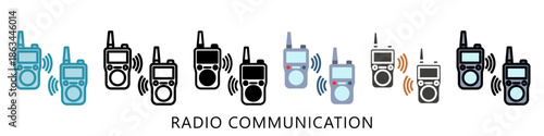 Radio Communication Multi Style Icon Mini Illustration, Use For Modern Concept, Print, Ui, Ux Kit, Web And App Development. Vector Related To Firefighter, Rescue And More