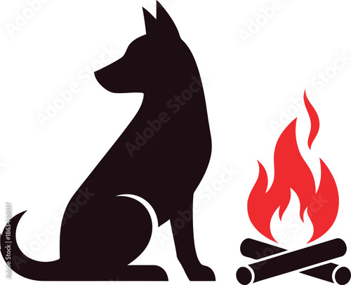 Camping Dog Campfire Outdoor Adventure Silhouette