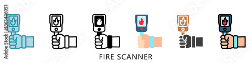 Fire Scanner Multi Style Icon Mini Illustration, Use For Modern Concept, Print, Ui, Ux Kit, Web And App Development. Vector Related To Firefighter, Rescue And More