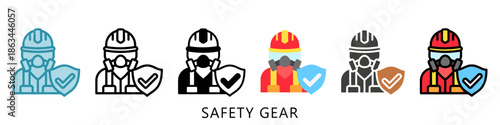 Safety Gear Multi Style Icon Mini Illustration, Use For Modern Concept, Print, Ui, Ux Kit, Web And App Development. Vector Related To Firefighter, Rescue And More