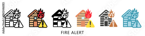 Fire Alert Multi Style Icon Mini Illustration, Use For Modern Concept, Print, Ui, Ux Kit, Web And App Development. Vector Related To Firefighter, Rescue And More