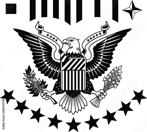Εκτύπωση καμβά The Great Seal of the United States featuring an American bald eagle with shield