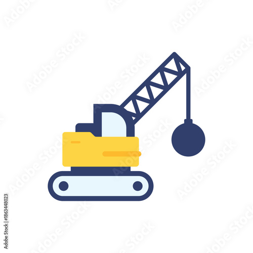 The image depicts a large construction crane lifting a heavy load on a building site. The crane is a crucial piece of equipment in the construction industry, used for lifting and moving heavy material