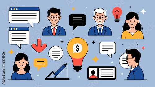 Business Communication and Professional Development Concepts Illustration