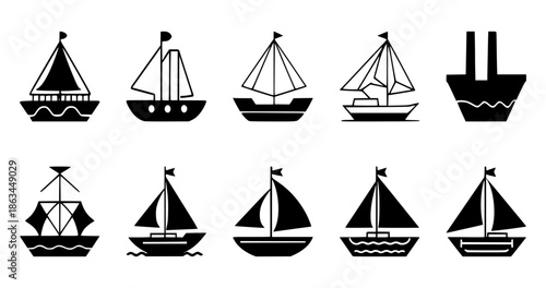 set of sailing ships