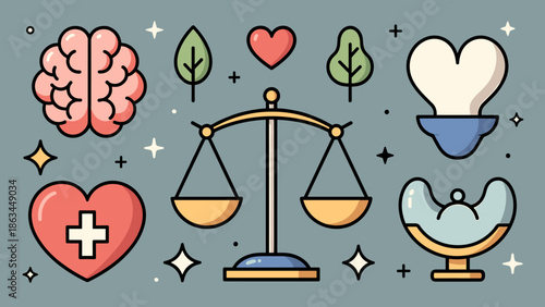 Conceptual Illustration of Mental Health, Wellness, and Life Balance