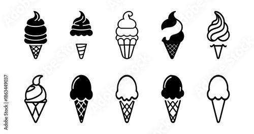 ice cream icon set vector	