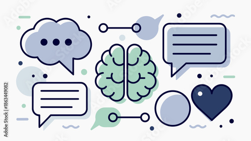 Modern Illustration of Cognitive Communication and Emotional Connection