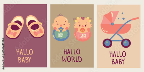 Hallo Baby Cards Banner Poster