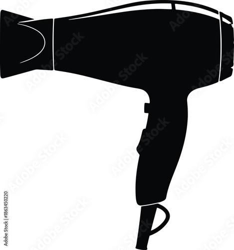 Black hair dryer silhouette vector, isolated