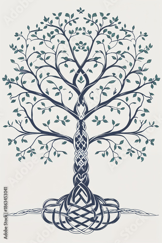 Graphic depiction of the tree of life with a Celtic pattern
