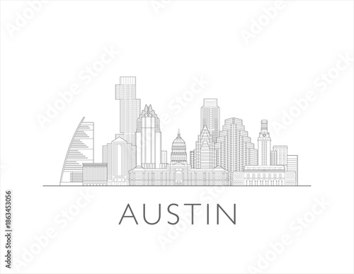 Austin, Texas cityscape illustration skyline drawing