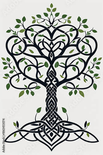 Graphic depiction of the tree of life with a Celtic pattern