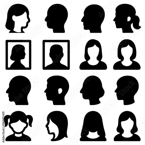 Human silhouettes: A collection of diverse silhouettes, each representing unique individuals and various expressions, offer a visual exploration of human profiles.