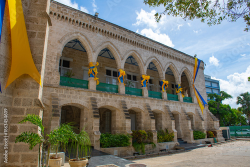 Parliament Building and Museum on Broad Street in historic city center of Bridgetown, Barbados. Historic Bridgetown and its Garrison is a UNESCO World Heritage Site.