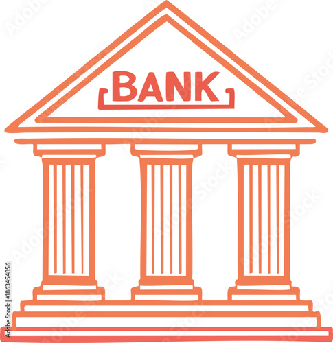 Modern bank building with columns