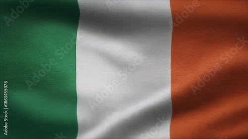 Waving Irish flag with green white and orange colors
