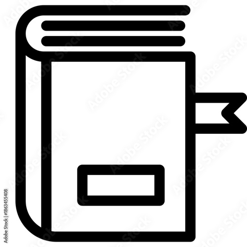 A minimalist illustration of an open book with a bookmark, symbolizing reading and knowledge.