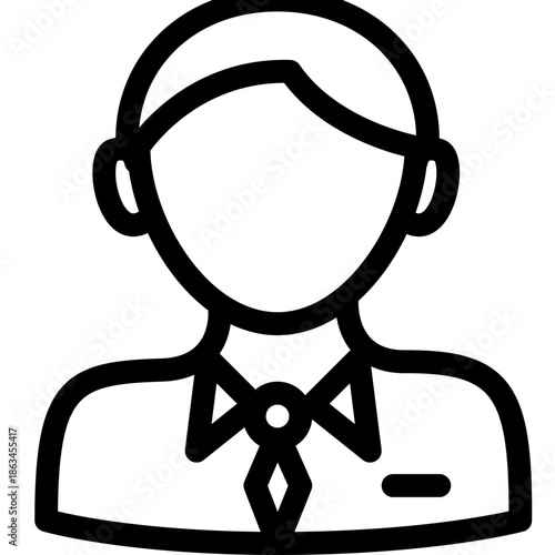 Simple line illustration of a person wearing a collared shirt and tie