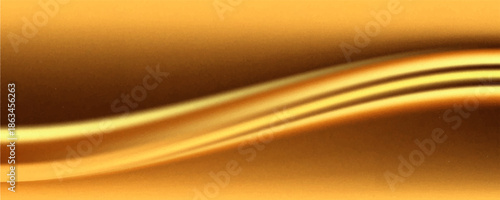 Golden silk fabric background. Vector realistic illustration of yellow satin cloth with smooth shiny texture, luxury soft textile material with wavy surface, curtain with abstract folds, liquid paint