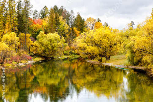 Wallpaper Mural autumn scene on the Whitefish River in northwest Montana Torontodigital.ca