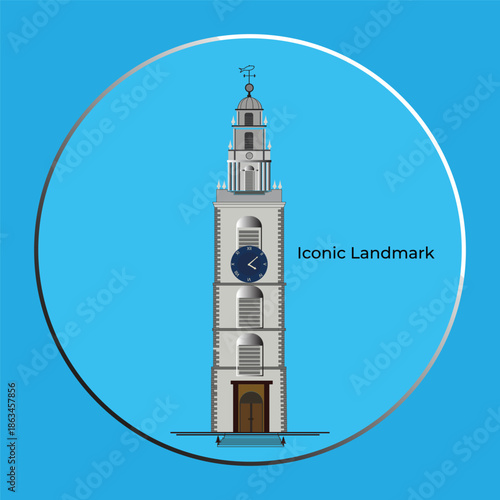 Vector illustration of Shandon Bells Tower, iconic landmark in Cork, Ireland.