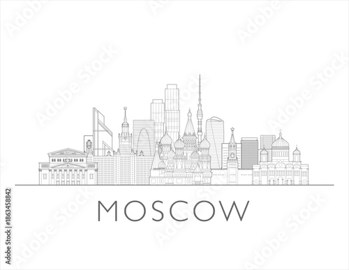 Moscow Russia cityscape illustration skyline drawing
