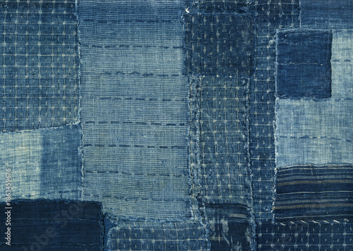 時代を感じる「BORO」、藍染め格子のパッチワーク