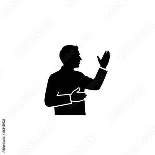 Silhouette of a person raising their hand