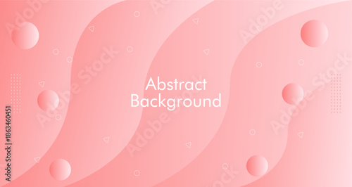 Abstract Pink Background with Geometric Shapes and Smooth Curves