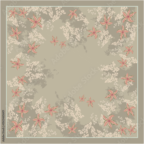 Ethereal Bloom Floral Soft Floral Motifs on a Serene All Color Symmetrical Composition Ideal for Scarf Design Wedding Invitations Textile Print and Nature Inspired Branding