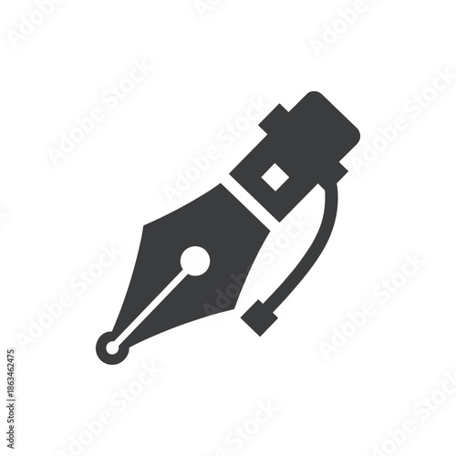 A vector illustration of a fountain pen nib, symbolizing creativity, writing, and design