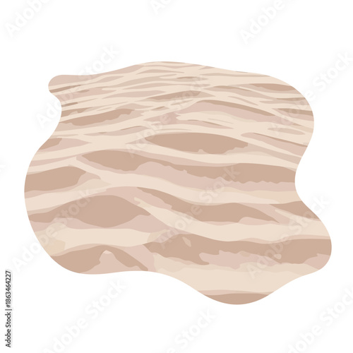 A minimalist and serene illustration captures the subtle, undulating texture of sand dunes, showcasing gentle waves and ripples across a vast, light brown desert landscape under a clear sky.