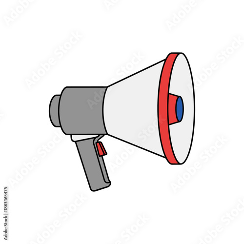 Vibrant graphic representation of a modern megaphone icon, an essential tool for making public announcements, effectively conveying important messages, and grabbing attention