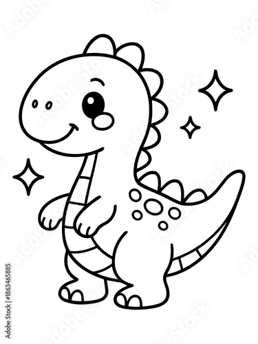 Cute Cartoon Dinosaur: A friendly cartoon dinosaur, showcasing an adorable design with charming details and a playful vibe.