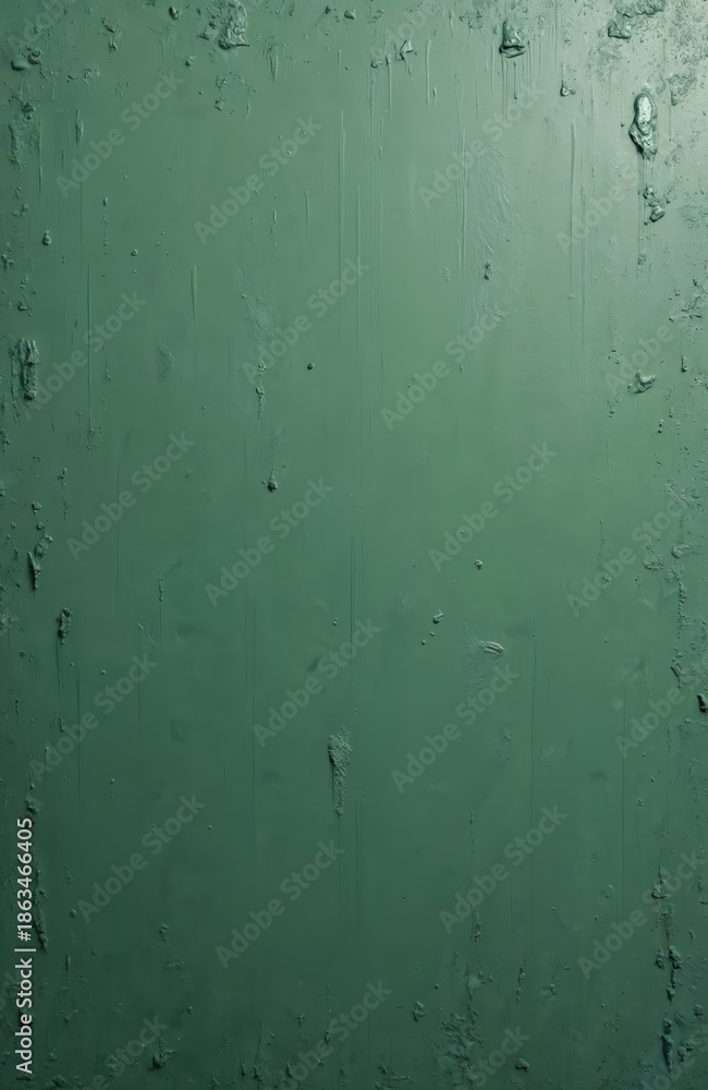 Obraz premium Green metal surface shows chipped paint and rough texture. Vertical lines and bumpy areas add depth. Old, worn material looks weathered and aged. Suitable for grunge or rustic backdrops.