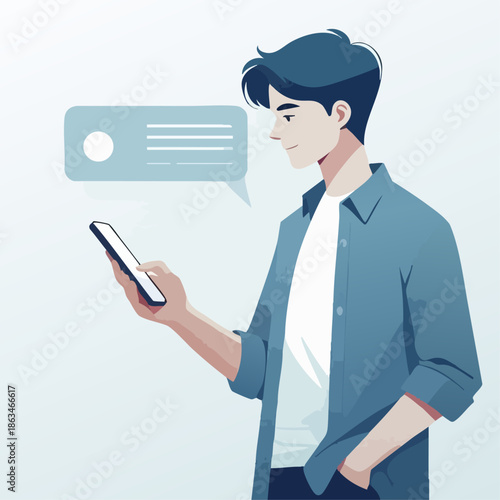 vector of Smart device user character