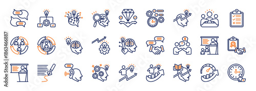 core professional skills icon set collection in duotone style. icon set consist of communication, problem solving, critical thinking, analytical thinking, decision making, time management icon