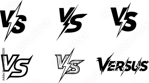 Versus symbol icons set different styles black and white vector illustration 