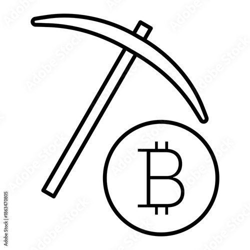 bitcoin mining line icon with editable stroke