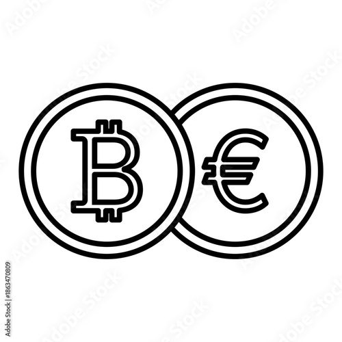 bitcoin erou exchange line icon with editable stroke