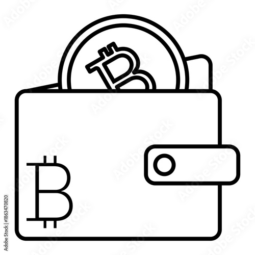 bitcoin wallet line icon with editable stroke