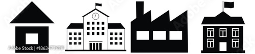 Vector set of house thin line icons. 