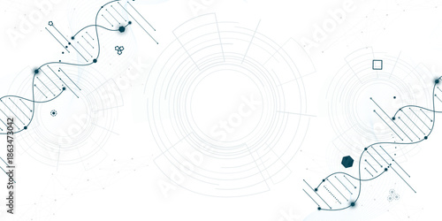 Molecule futuristic technology and science background, DNA strands, Modern scientific abstract background, lines and do