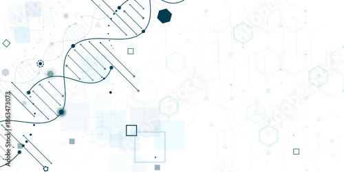 Molecule futuristic technology and science background, DNA strands, Modern scientific abstract background, lines and do