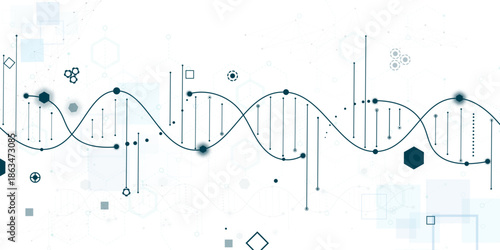 Molecule futuristic technology and science background, DNA strands, Modern scientific abstract background, lines and do