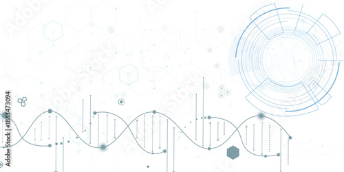 Molecule futuristic technology and science background, DNA strands, Modern scientific abstract background, lines and dots.