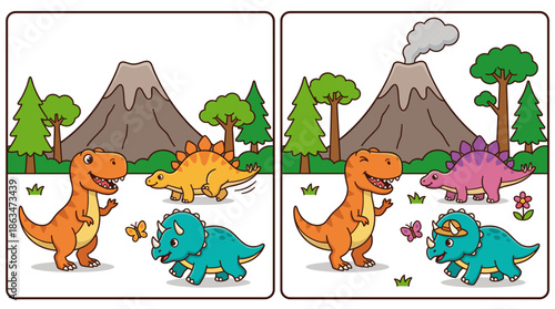 Educational activity worksheet for kids with dinosaur illustrations  