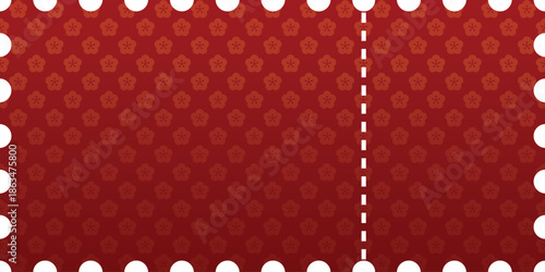 Floral Patterned Ticket With Perforated Edges. Mockup and template design.