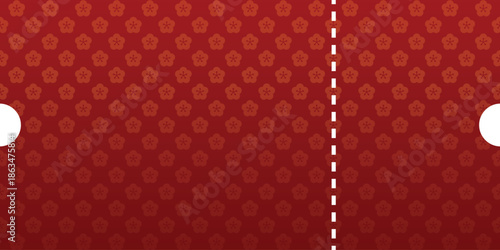 Red Ticket Graphic with Floral Pattern. Mockup and template design.